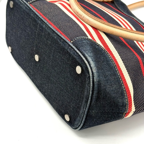 Burberry Blue Label Denim Striped Tote w/ COA ✅ Y2K Vintage - Picture 9 of 16